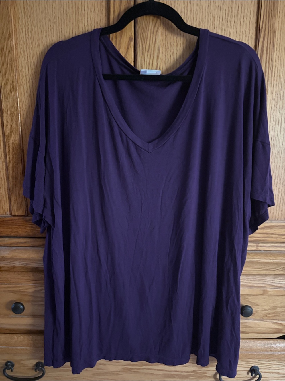 LuLaRoe Short Sleeve V-Neck Top in Eggplant (see additional photo)